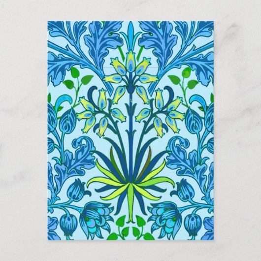 William Morris Hyacinth Print, Cerulean Blue Postkarte (Vorderseite)