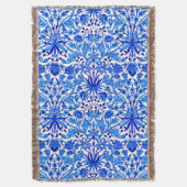 William Morris Hyacinth Print, Cobalt Blue & White Decke (Vorderseite Vertikal)