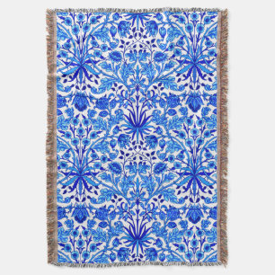 William Morris Hyacinth Print, Cobalt Blue & White Decke
