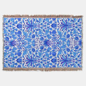 William Morris Hyacinth Print, Cobalt Blue & White Decke (Vorderseite)