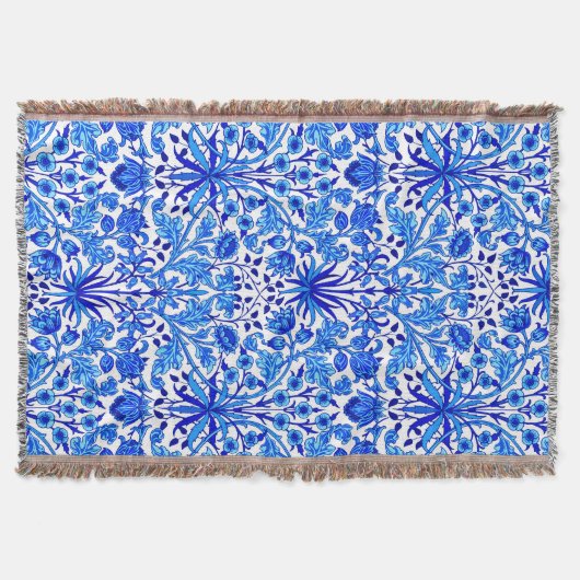 William Morris Hyacinth Print, Cobalt Blue & White Decke (Vorderseite)