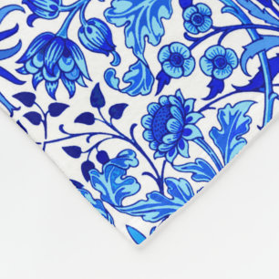 William Morris Hyacinth Print, Cobalt Blue & White Fleecedecke