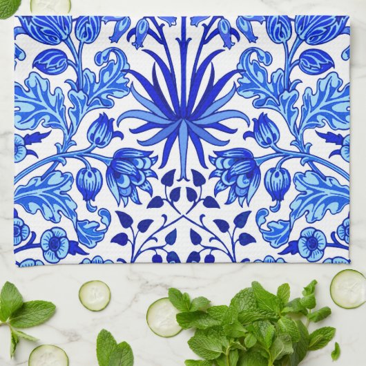 William Morris Hyacinth Print, Cobalt Blue & White Geschirrtuch (Gefaltet)