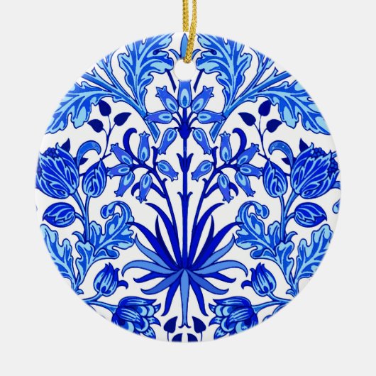 William Morris Hyacinth Print, Cobalt Blue & White Keramik Ornament (Vorne)