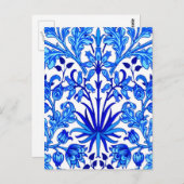 William Morris Hyacinth Print, Cobalt Blue & White Postkarte (Vorne/Hinten)