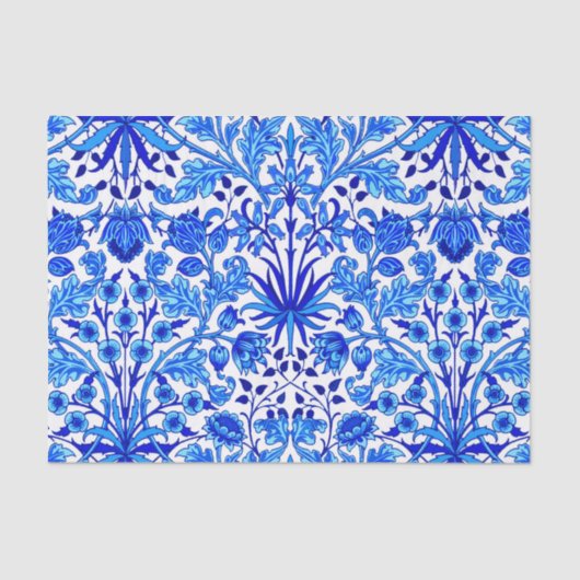 William Morris Hyacinth Print, Cobalt Blue & White Seidenpapier (Vorderseite)