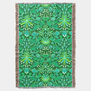 William Morris Hyacinth Print, Emerald Green Decke