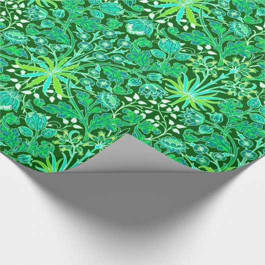 William Morris Hyacinth Print, Emerald Green Geschenkpapier (Ecke)