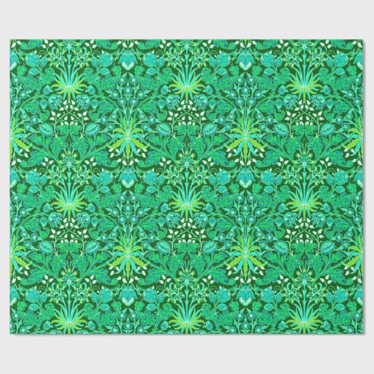 William Morris Hyacinth Print, Emerald Green Geschenkpapier (Flach)