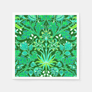 William Morris Hyacinth Print, Emerald Green Serviette