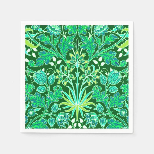 William Morris Hyacinth Print, Emerald Green Serviette (Vorderseite)
