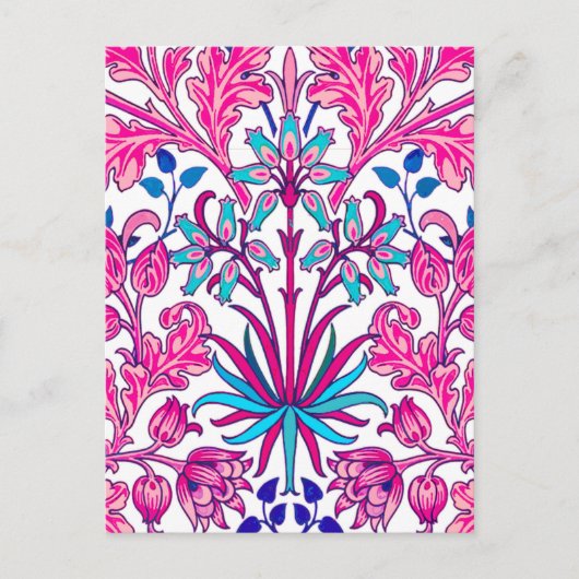 William Morris Hyacinth Print, Fuchsia Pink Postkarte (Vorderseite)
