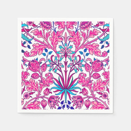 William Morris Hyacinth Print, Fuchsia Pink Serviette (Vorderseite)