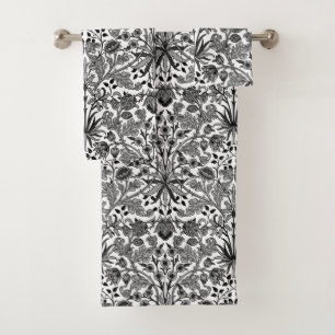 William Morris Hyacinth Print, grau, schwarz & wei Badhandtuch Set