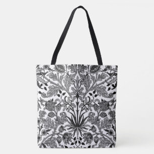 William Morris Hyacinth Print, grau, schwarz & wei Tasche