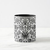 William Morris Hyacinth Print, grau, schwarz & wei Tasse (Zentrum)