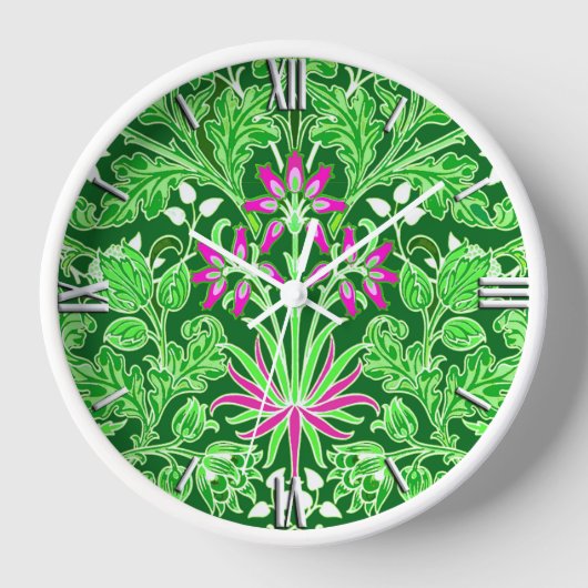 William Morris Hyacinth Print Lime & Emerald Green Uhr (Vorderseite)