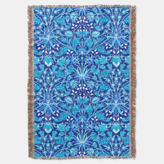 William Morris Hyacinth Print, Navy & Cobalt Blue Decke (Vorderseite Vertikal)