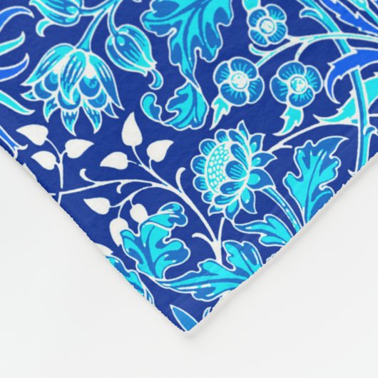 William Morris Hyacinth Print, Navy & Cobalt Blue Fleecedecke (Ecke)