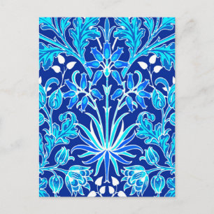 William Morris Hyacinth Print, Navy & Cobalt Blue Postkarte