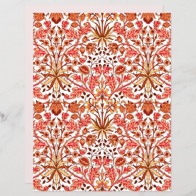 William Morris Hyacinth Print, Orange und Beige (Vorne/Hinten)