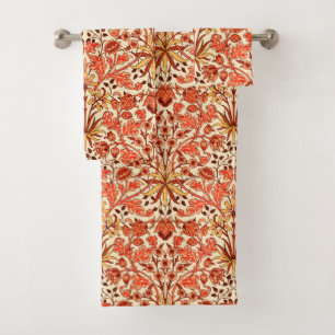 William Morris Hyacinth Print, Orange und Rust Badhandtuch Set