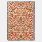 William Morris Hyacinth Print, Orange und Rust Decke (Vorderseite Vertikal)