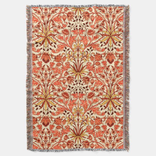 William Morris Hyacinth Print, Orange und Rust Decke (Vorderseite Vertikal)