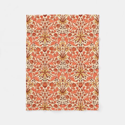 William Morris Hyacinth Print, Orange und Rust Fleecedecke (Vorderseite)