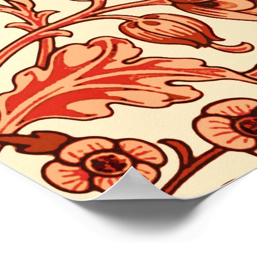 William Morris Hyacinth Print, Orange und Rust Poster (Ecke)