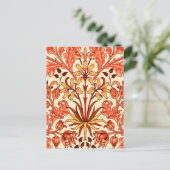 William Morris Hyacinth Print, Orange und Rust Postkarte (Stehend Vorderseite)