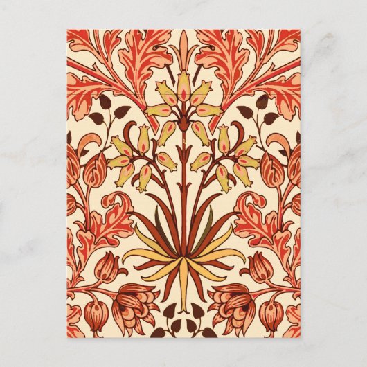 William Morris Hyacinth Print, Orange und Rust Postkarte (Vorderseite)
