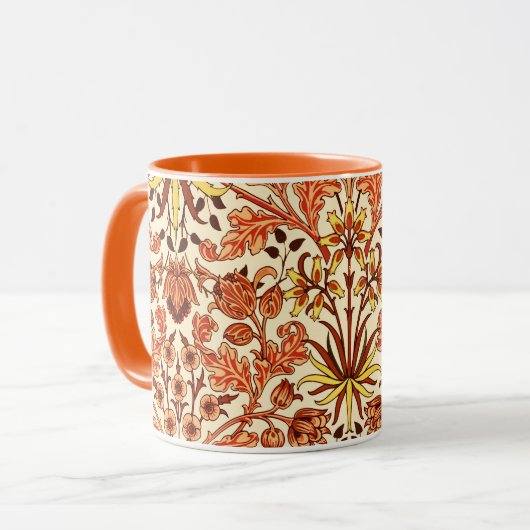 William Morris Hyacinth Print, Orange und Rust Tasse (Vorderseite Links)