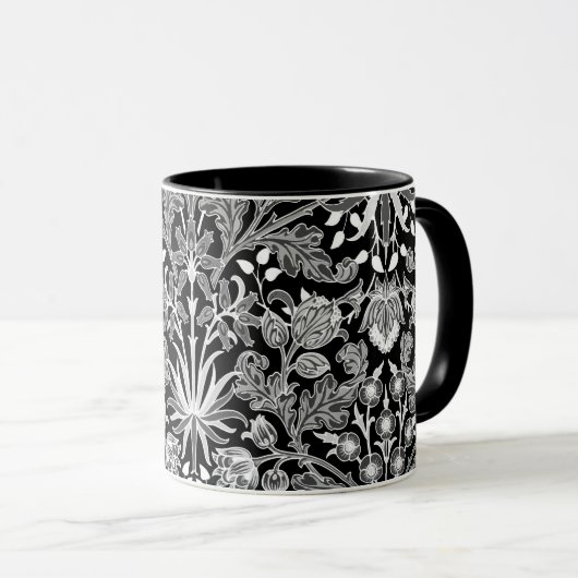 William Morris Hyacinth Print, Schwarz und Weiß Tasse (VorderseiteRechts)
