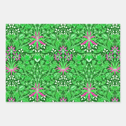 William Morris Hyacinths, Limon, Blau und Orange  Geschenkpapier Set (Vorderseite)