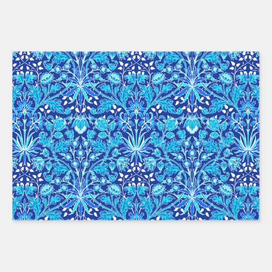William Morris Hyacinths, Schwarz/Weiß, Rosa, Blau Geschenkpapier Set (Vorderseite 3)
