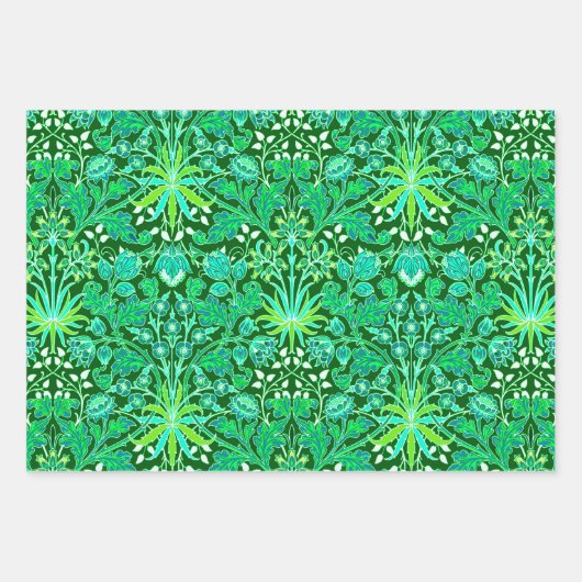 William Morris Hyacinths, Türkis, Pflaume, Grün Geschenkpapier Set (Vorderseite 3)