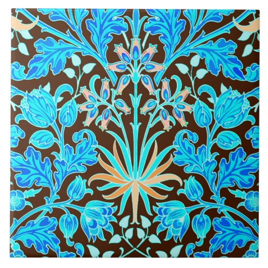 William Morris-Hyazinthen-Druck, Aqua und Brown Fliese (Vorderseite)