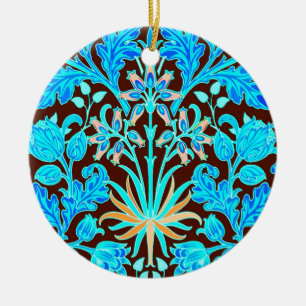 William Morris-Hyazinthen-Druck, Aqua und Brown Keramik Ornament
