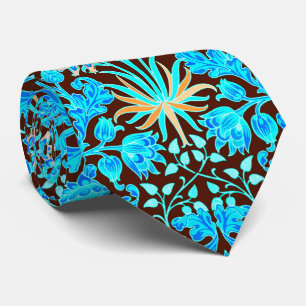William Morris-Hyazinthen-Druck, Aqua und Brown Krawatte