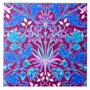 William Morris Hyazinthen-Druck, Aqua und Purpur Fliese