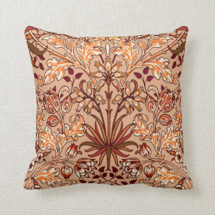 William Morris Hyazinthen-Druck, Braun und Beige Kissen
