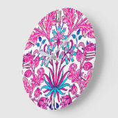 William Morris-Hyazinthen-Druck, Fuchsien-Rosa Große Wanduhr (Winkel)