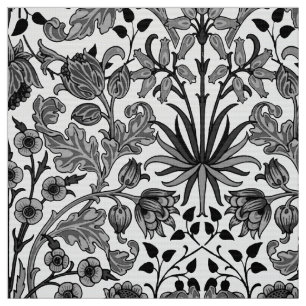 William Morris-Hyazinthen-Druck, Grau, Schwarzes Stoff
