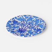 William Morris-Hyazinthen-Druck, Kobalt-Blau u. Pappteller (Schrägansicht)