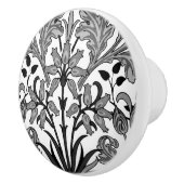 William Morris-Hyazinthen-Druck, Schwarzes, Weiß Keramikknauf (Rechts)