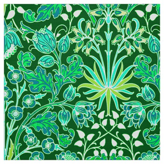 William Morris-Hyazinthen-Druck, Smaragdgrün Stoff (Muster)