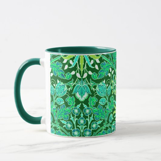 William Morris-Hyazinthen-Druck, Smaragdgrün Tasse (Links)