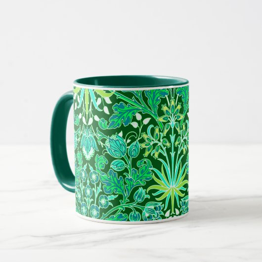 William Morris-Hyazinthen-Druck, Smaragdgrün Tasse (Vorderseite Links)