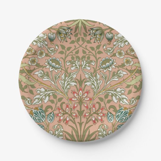 William Morris Hyazinthen-Muster Staubrose Pappteller (Vorderseite)